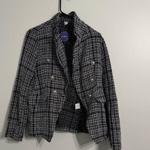 SweatyRocks Black and White Tweed Blazer